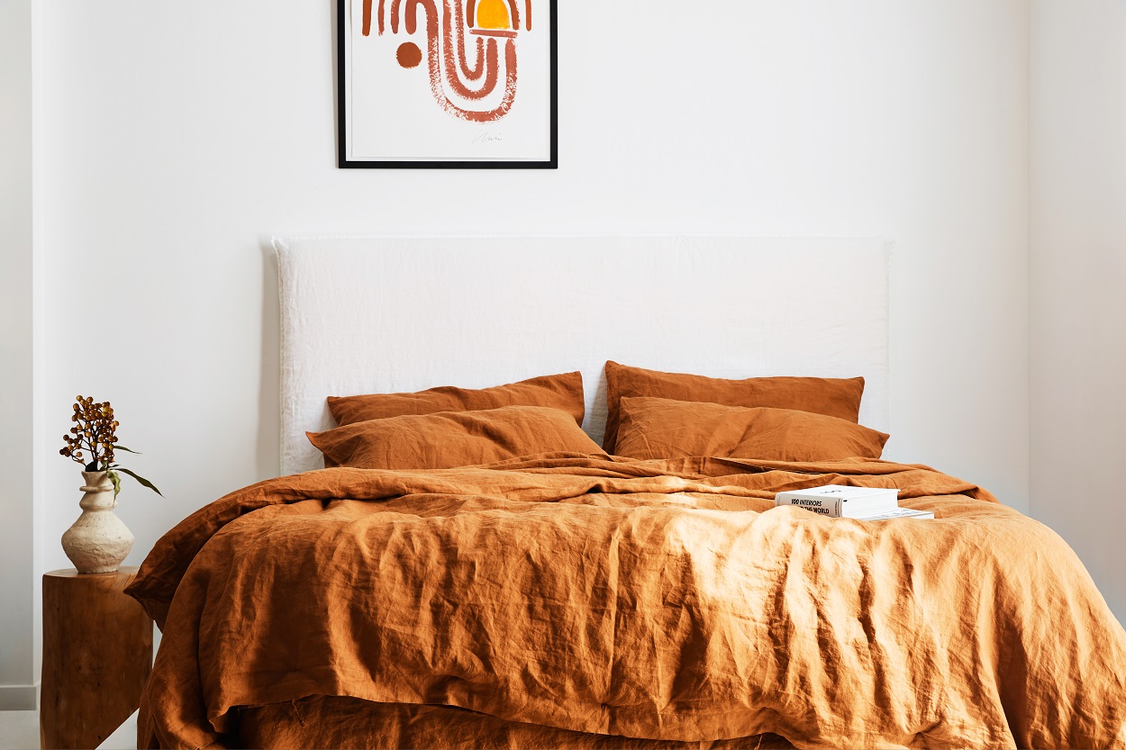 Ochre styled bed linen